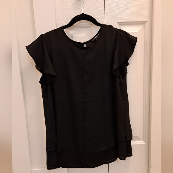 ZAC & RACHEL Black Flutter Sleeve Layered Blouse - Picture 3 of 3